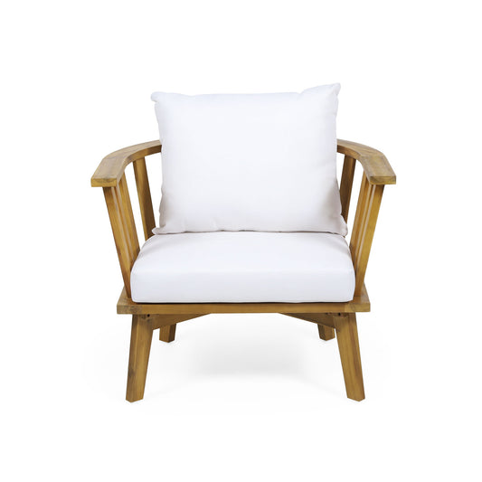 Outdoor Club Chair With Curved Backrest And Frame - White