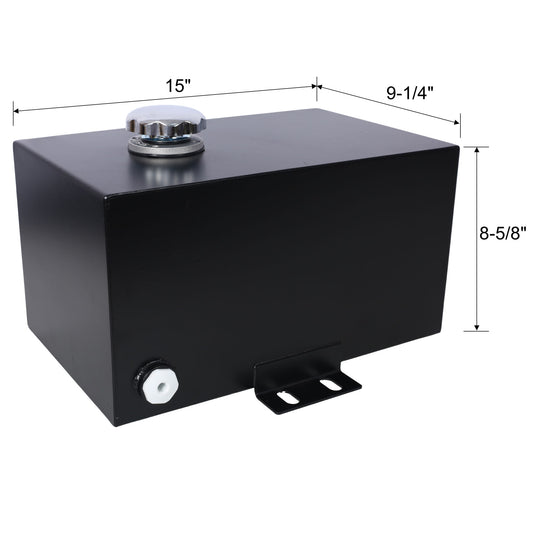 Heavy Duty 5 Gallon Steel Hydraulic Fluid Reservoir Tank With Mounting Foot, 14 Gauge - Black