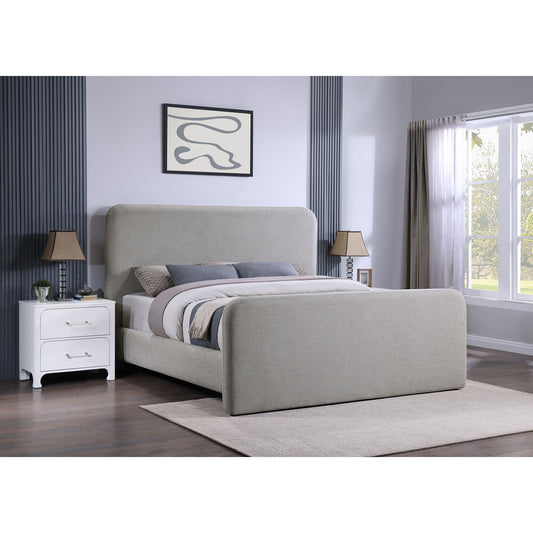 Kendra - Eastern King Platform Bed With Upholstered Design - Gray