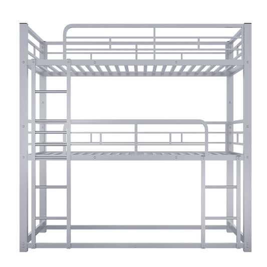 Triple Bunk Bed With Sturdy Construction And Space Saving Design