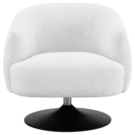 Upholstered Swivel Accent Chair, 360 Degree Rotation - Beige
