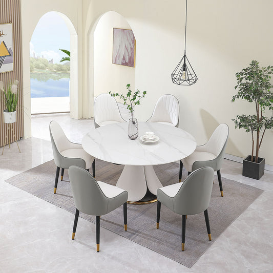 Fashion Modern Sintered Stone Dining Table With Retractable Function And Chairs