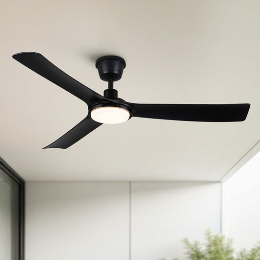 All Weather Outdoor Waterproof Ceiling Fan With Light And Quiet Motor For Patio Porch - Black