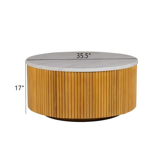 Round Coffee Table With Storage - Natural / White