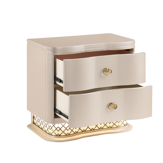 Flora - 2 Drawer Nightstand With LED - Champagne