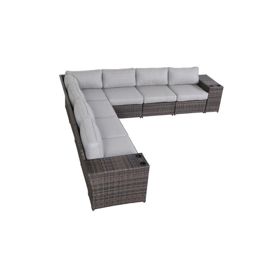 Modern Rattan Wicker Seating Group With Cushions