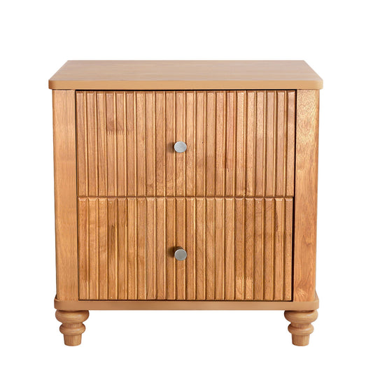 Modern Fluted Nightstand With 3 Drawers