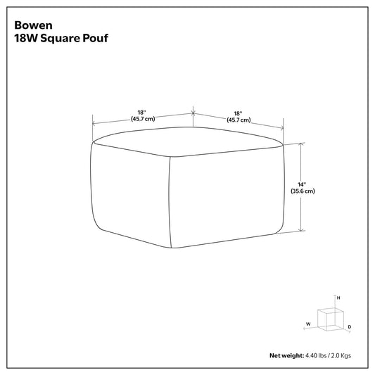 Bowen - Square Pouf - Black