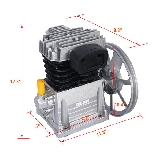 Piston 2Hp Air Compressor Head Pump 115Psi 1.5Kw - Silver