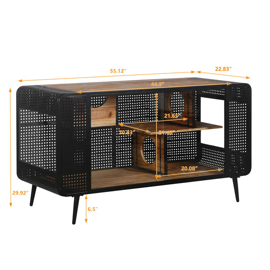 Modern Spacious Cat House With Tempered Glass And Iron Frame For Living Room - Black / Brown