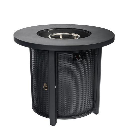 Propane Round 40000Btu Fire Pit Table - Black