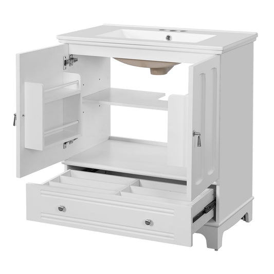 Bathroom Vanity With Sink, Cabinet With Adjustable Shelf And Drawer Divider