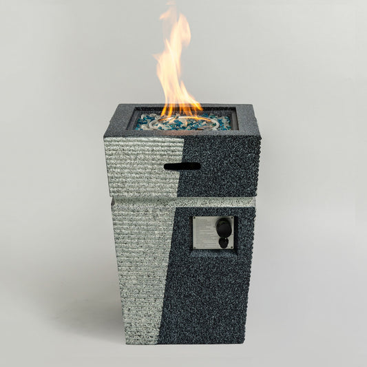 Propane, Gas 50000 Btu Square Fire Pit Table For Outside - Light Gray Blue