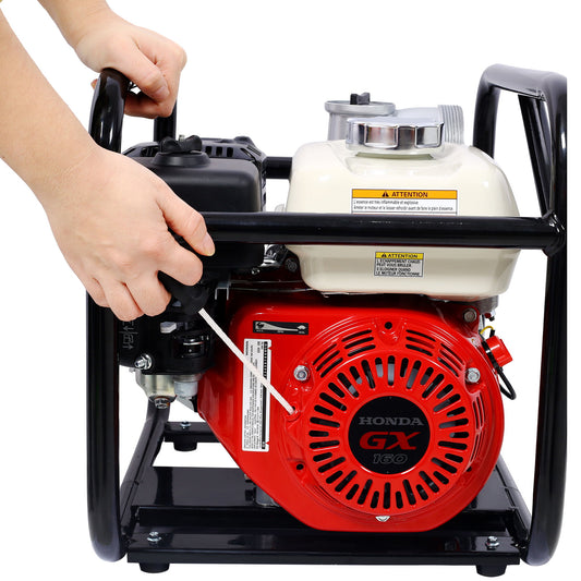 Honda - Gx160 Engine Water Pump 3" 264Gpm With 3In Npt Coupler And 25Ft Flat Hose, Aluminum - Black / Red