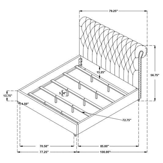 Clemence - Tufted Upholstered Bed With Rolled Back Design