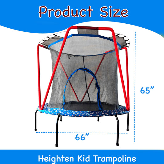 Trampoline, Toddler Indoor / Outdoor With Heighten Net, No Gap Design For Kids - Baby Blue