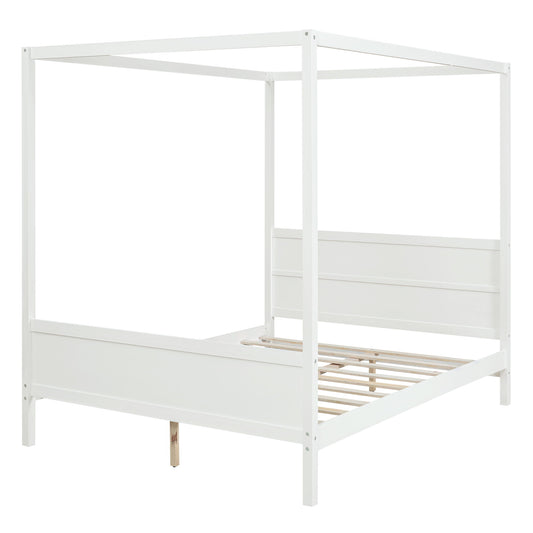 Canopy Platform Bed With Headboard And Footboard, Slat Support Leg