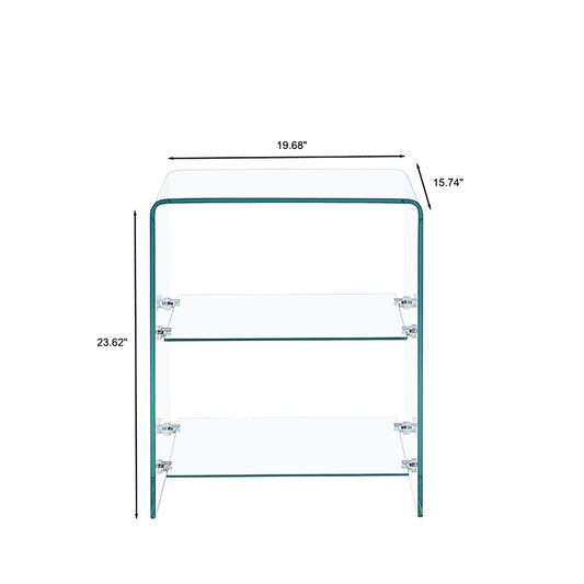 Tempered Clear Bent Glass Side Table Sofa Table, Multi Purpose Use, Premium Tempered Glass - Transparent
