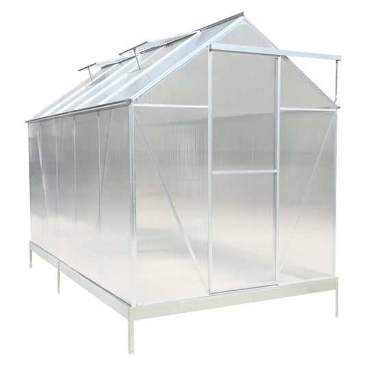 Polycarbonate house, Heavy Duty Outdoor Aluminum Walk-In House Kit With Rain Gutter, Vent And Door For Backyard Garden
