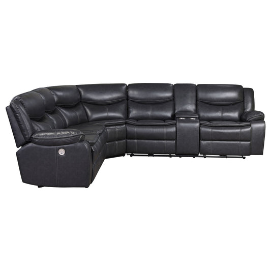 Salerno - Upholstered Power Reclining Sectional Sofa - Dark Gray