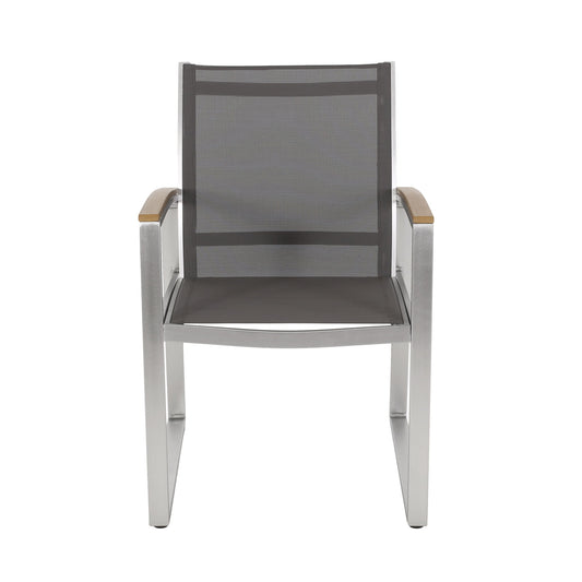 Poetic - Outdoor Dining Chair With Faux Wood Arms And Aluminum Frame (Set of 2) - Gray