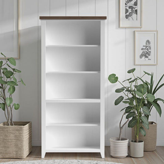 Hampton - High 5 Shelf Bookcase - Jasmine Whitewash / Barnwood