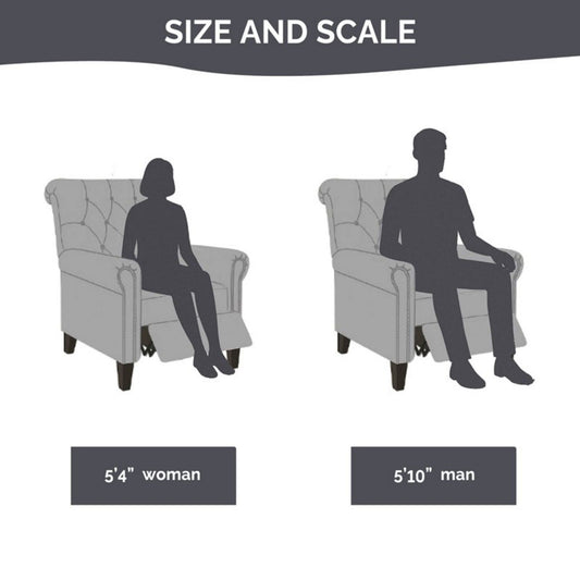 Aidan - Push Back Recliner Chair With Tufted Back And Nailhead Trim - Cream