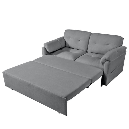Modern Convertible Sleeper Sofa Bed With Pull-Out Queen Design, Side Storage & Thick Cushions