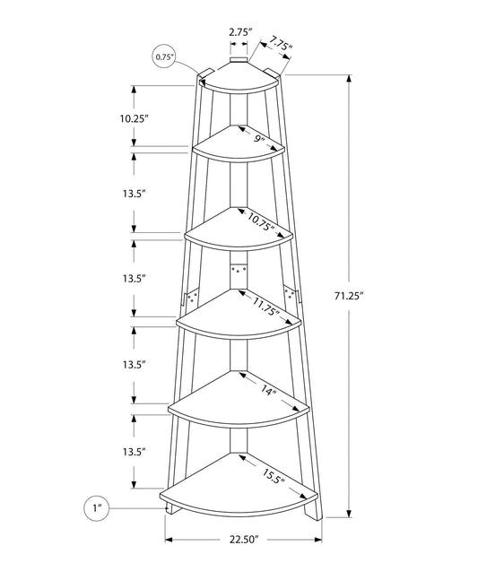 Bookshelf, Bookcase, Etagere, Corner, 5 Tier, For Office, Contemporary & Modern - Taupe