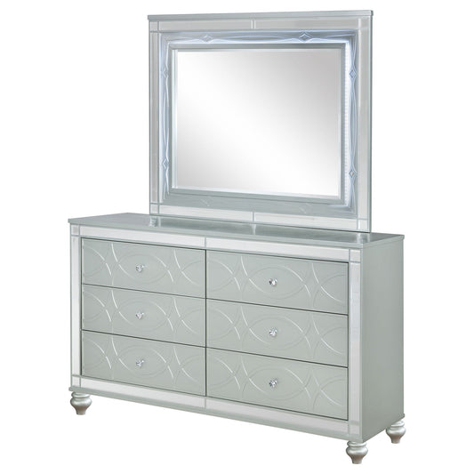 Arabesque - 6 Drawer Dresser With Mirror - Silver