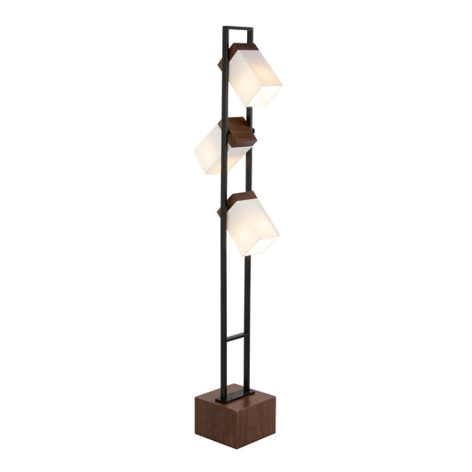 Bento - Contemporary Floor Lamp - Black / Walnut / White