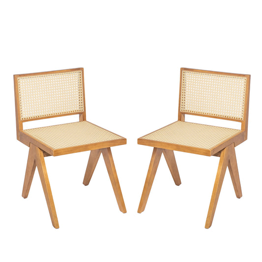 Chandigarh Dining Room Chairs With Natural Rattan (Set of 2)