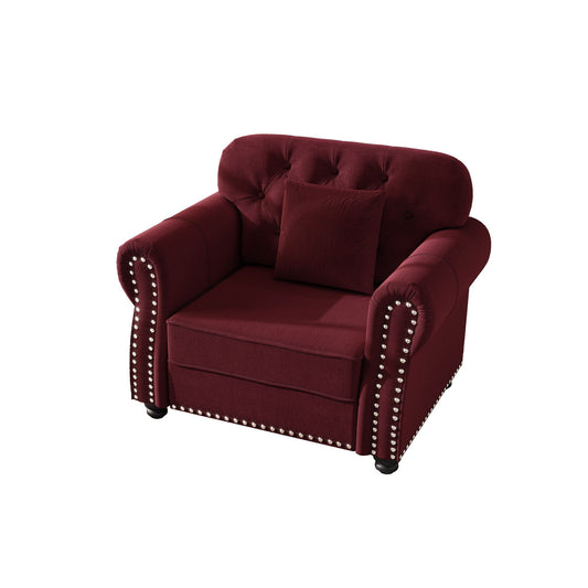 Upholstered Sofa With Nailhead Trim And Rolled Armrests