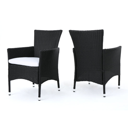 Dimensional Outdoor Dining Chair With Cushion Seat And Iron Frame (Set of 2)