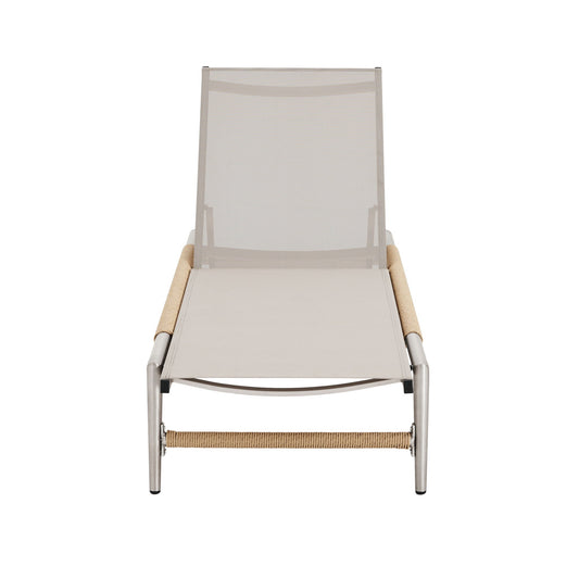 Hargrove - Outdoor Patio Aluminun Chaise Lounge, Outdoor Mesh Seat - Natural / Silver