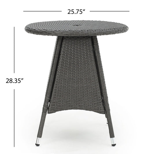 Outdoor Rattan Bistrotable With Surface Round - Gray
