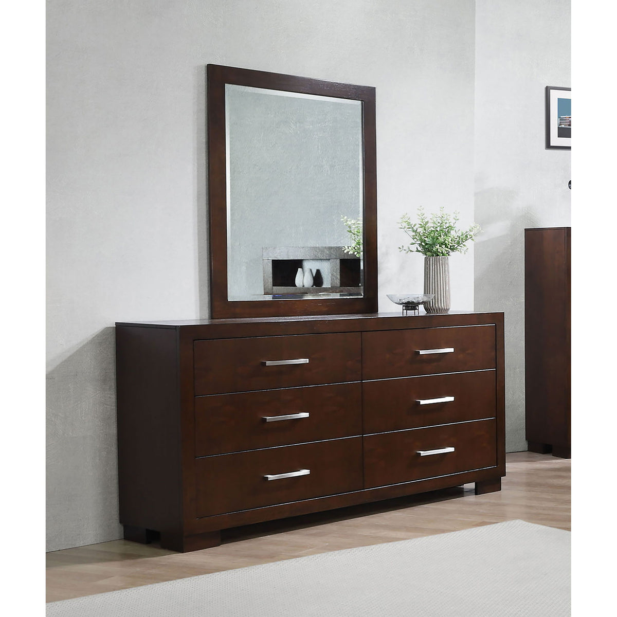 Polk - 6 Drawer Dresser With Mirror - Cappuccino