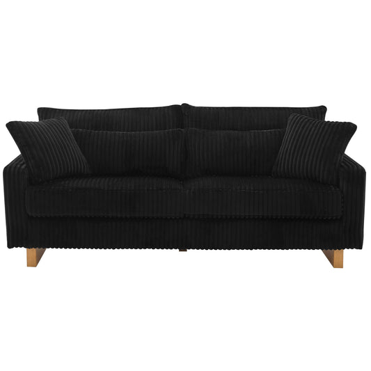Modern Corduroy Loveseat Sofa With 4 Pillows