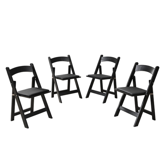 Solid Wood Upholstered Folding Chair Set, Dining Room (Set of 4)