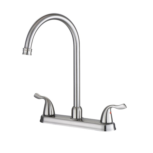 Stainless Steel Kitchen Sink Faucet With 2 Handles, 3 Hole Installation
