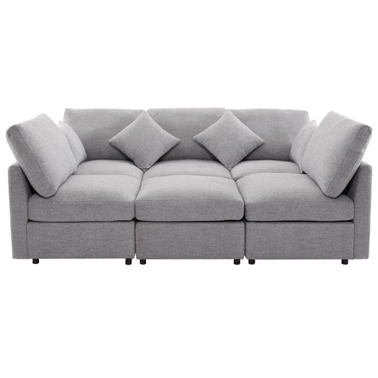 Sectional Sofa Modular U-Shaped With Ottoman & USB Ports