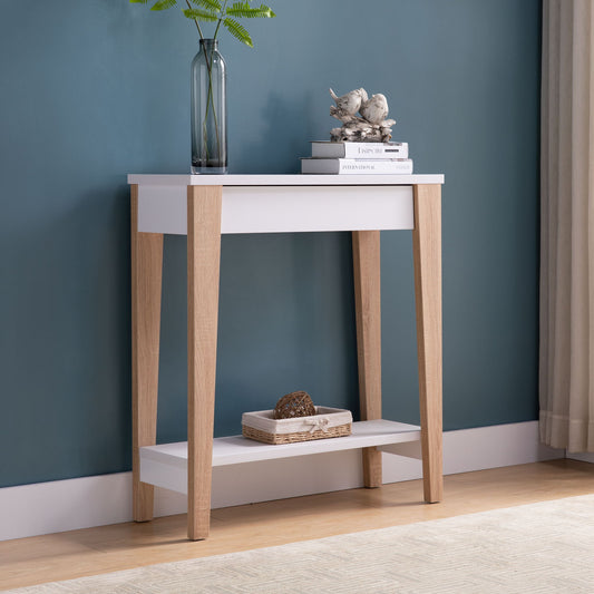 Modern Two Toned Console With Two Shelves