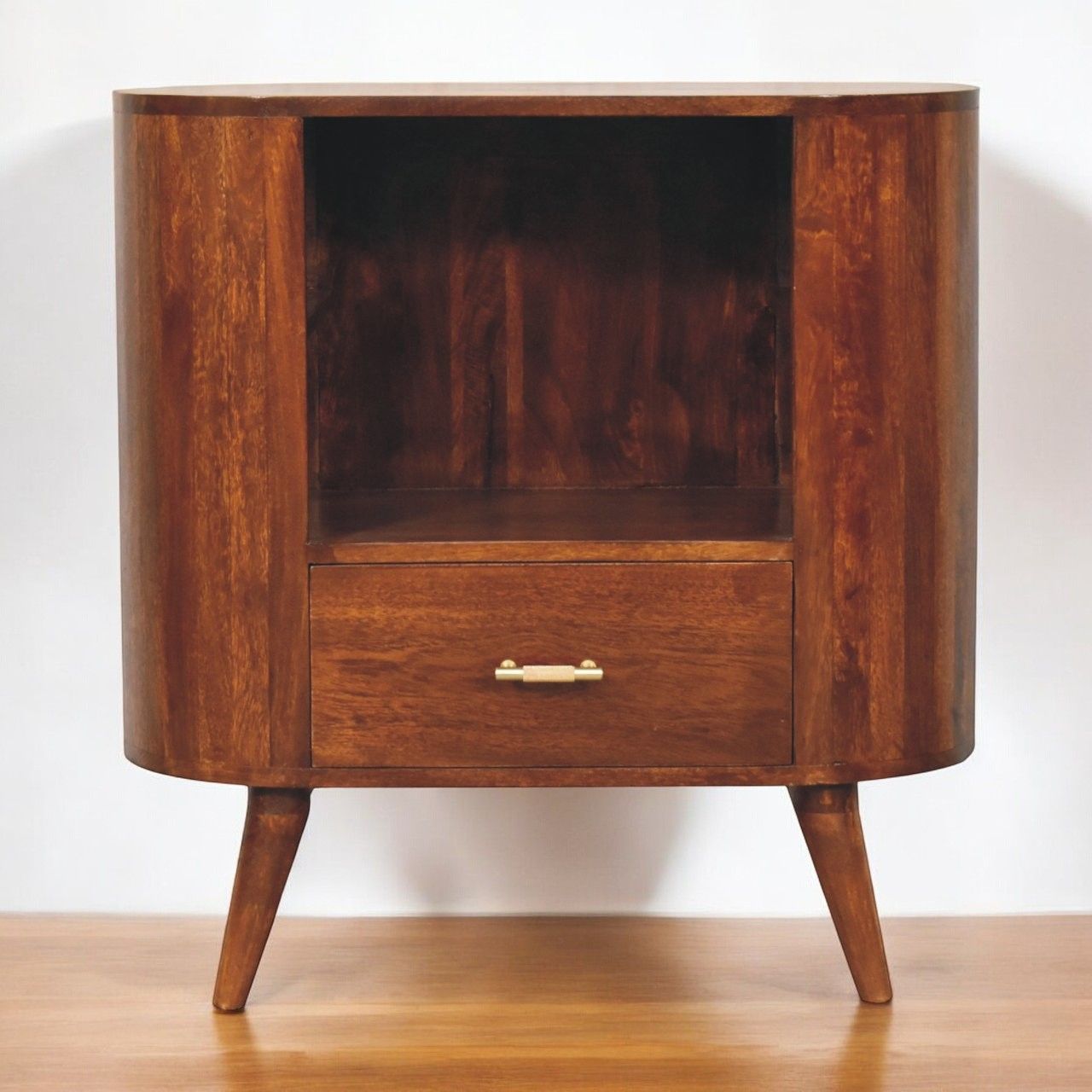 Cortez - T Bar Open Slot Cabinet - Dark Brown