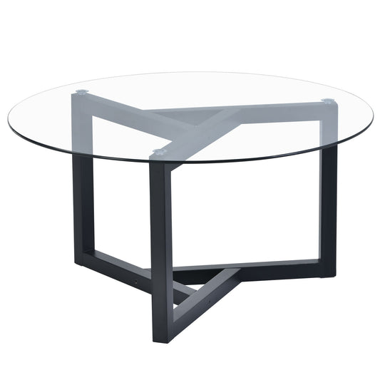 Round Glass Coffee Table Modern Cocktail Table