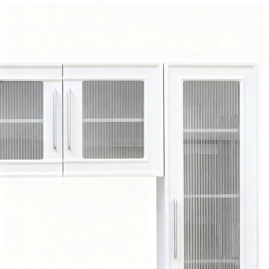 Wall Unit Entertainment Center With Glass Doors For TVs Up To 75" With Drawers For Living Room - White