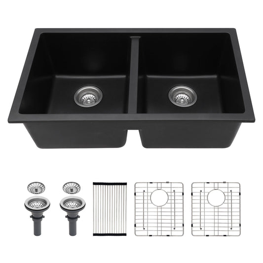 Granite Composite Double Bowl Undermount Kitchen Sink