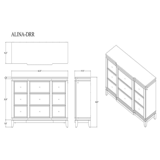 Adalid - Dresser With LED Light And Glittered Drawer Fronts - White
