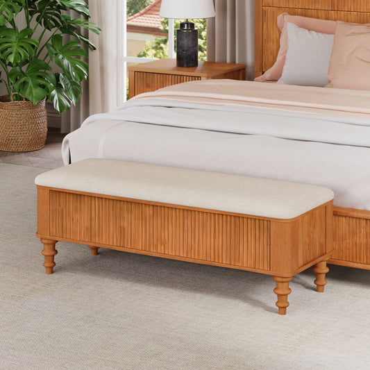 Storage Ottoman Bench For Living Room - Natural