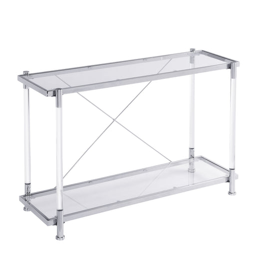 Chrome Glass Sofa Table, Acrylic Side Table, Console Table For Living Room & Bedroom - Chrome
