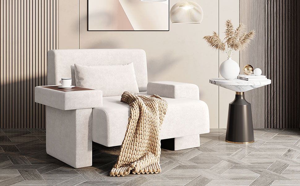 Modern Oversized Armchair With Soft Cushion For Living Room
